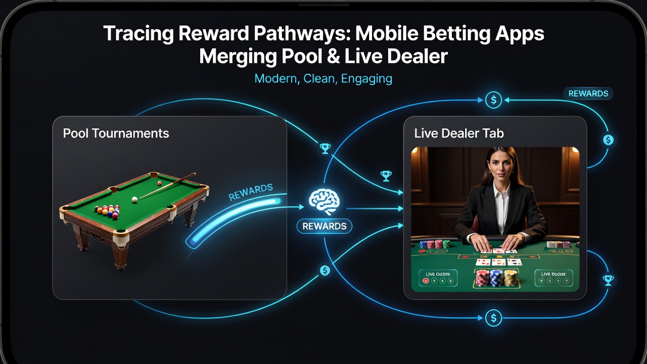 Detailansicht einer mobilen App mit Belohnungsfortschrittsbalken, Jackpot-Zähler und Live-Pool-Turnier-Integration